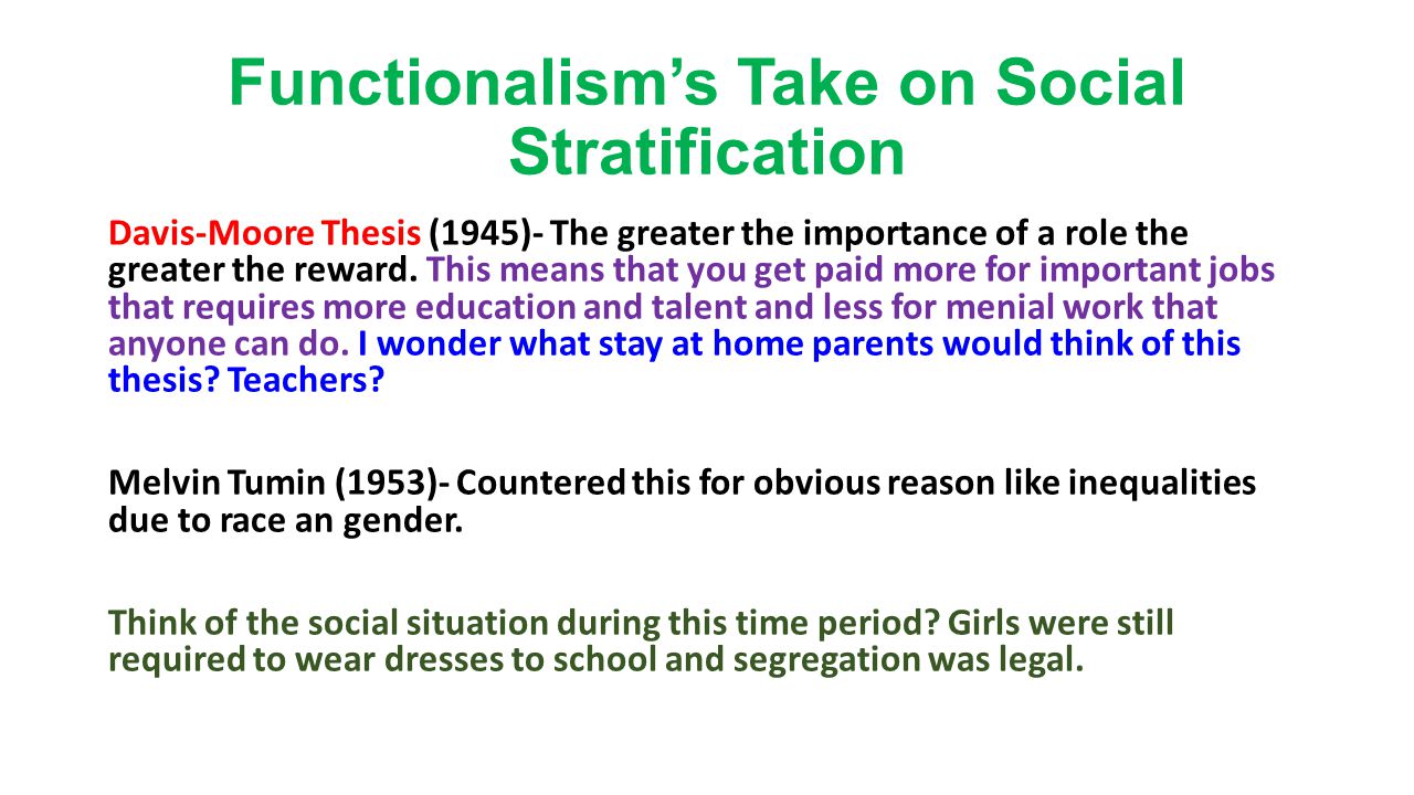 Davis-moore thesis of social stratification